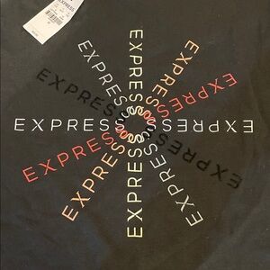 Express Black Tee with Multicolor Graphic